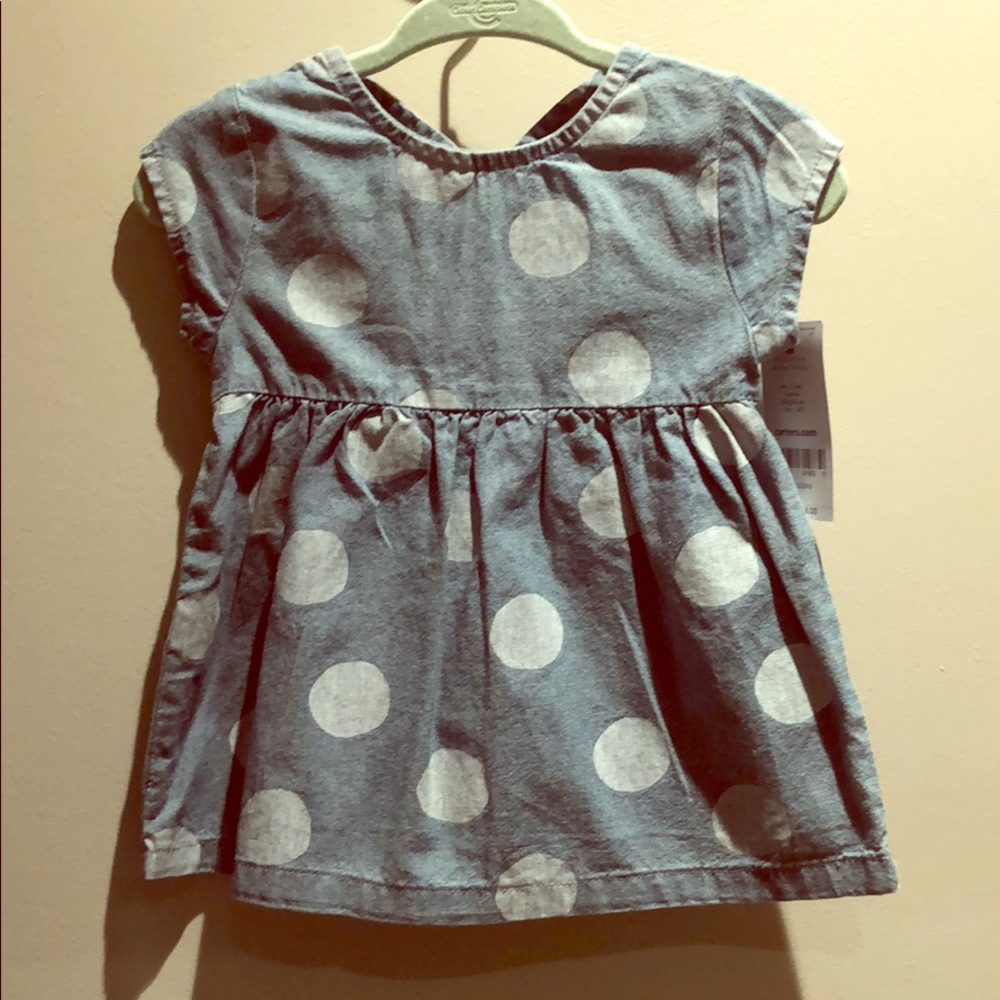 NWT - denim polka dot Carters dress 9 mos